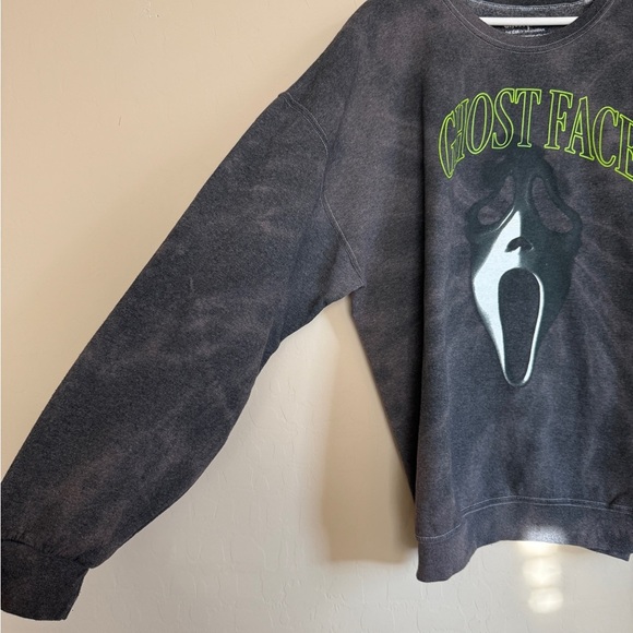 Ghost Face Sweatshirt Black Spiral Tie Die Neon Green Letters Scream XLarge - Picture 2 of 5